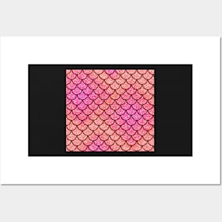 Mermaid Scales Faux glitter in Pink Posters and Art